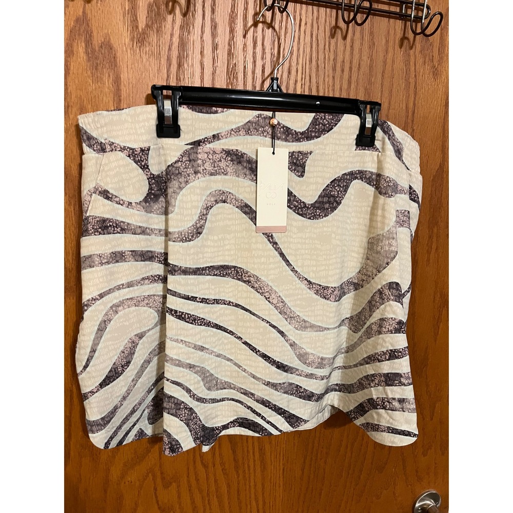 CALIA Birdie Skort Golf XXL Neutral Shallow Ripples Print 16" Odor Control NWT